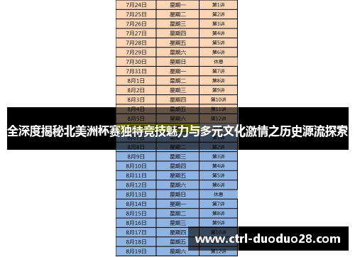 全深度揭秘北美洲杯赛独特竞技魅力与多元文化激情之历史源流探索 全深度揭秘北美洲杯赛独特竞技魅力与多元文化激情之历史源流探索