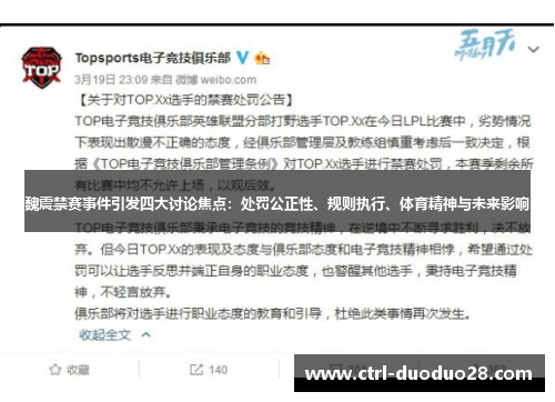 魏震禁赛事件引发四大讨论焦点：处罚公正性、规则执行、体育精神与未来影响