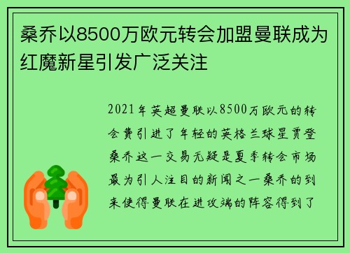 桑乔以8500万欧元转会加盟曼联成为红魔新星引发广泛关注